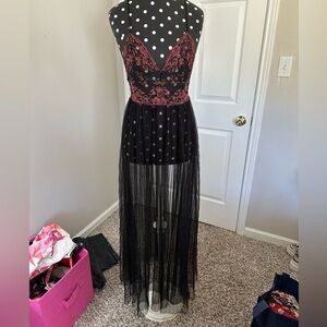 Red and Black Lace Dress